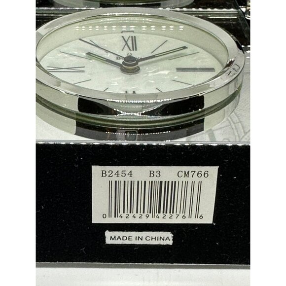 Bulova Mantel Clock | Pearl Face, Beveled Glass Side Panels Untested / For Parts - Picture 5 of 9